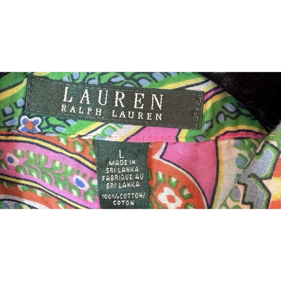 Lauren‎ Ralph Lauren Blouse Women's L Thin Light 100% Cotton Multicolor Paisley - Picture 7 of 11
